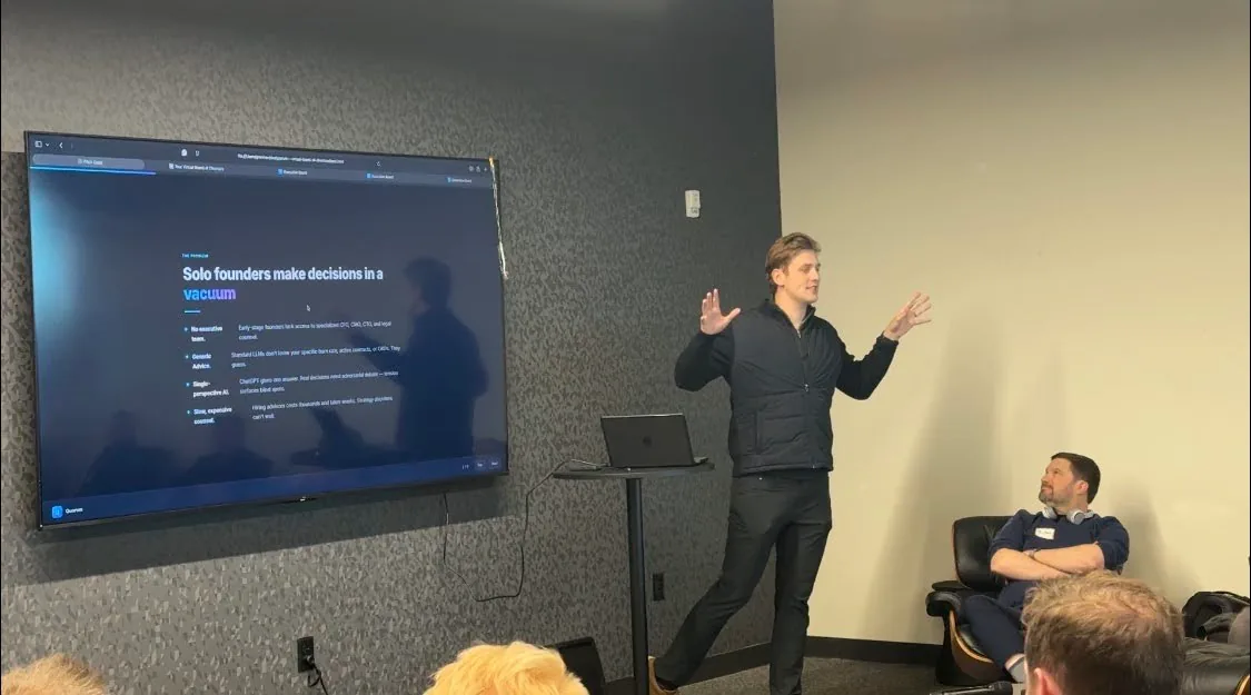 Granite presenting Quorum to a room at Utah Tech Week